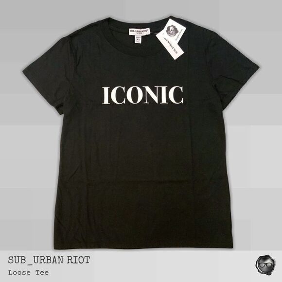 SUB_URBAN RIOT ICONIC LOOSE GRAPHIC TEE IN BLACK WOMEN’S SIZE XS BOXY CREWNECK - Picture 1 of 6